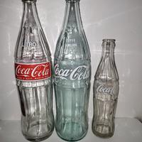 coca cola 3 bottiglie vintage anni 60 70 1 litro 