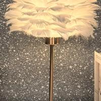 Lampada USB  dorata con piume.bianche 