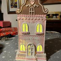 Casetta decorativa con luci LED - pan di zenzero