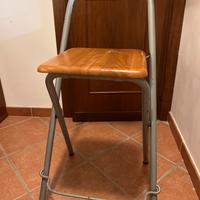 Sgabello acciaio con seduta il legno