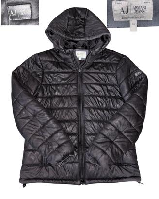 Armani Jeans Piumino con Cappuccio Nero Taglia L