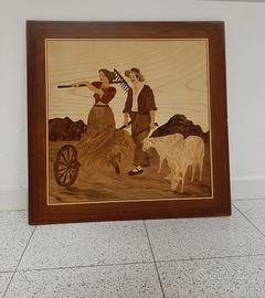 Quadro in legno intarsiato