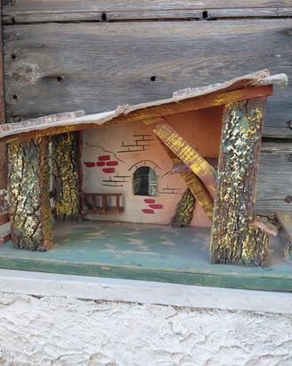 capanna presepe vintage artigianale natale nativit