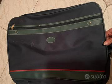Borsa Viaggio da Lavoro Vintage Blu Scuro e Verde