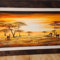 Quadro panoramico africano dipinto a mano – 52×137