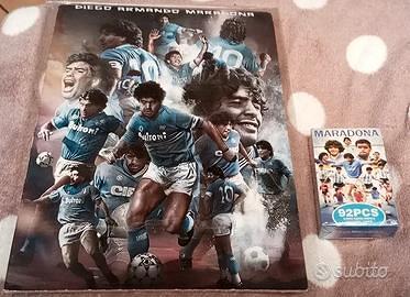 Quadro Poster Napoli Maradona + carte e figurine