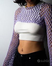 crochet mesh top bolero