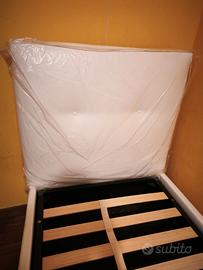 Letto singolo contenitore in ecopelle bianco