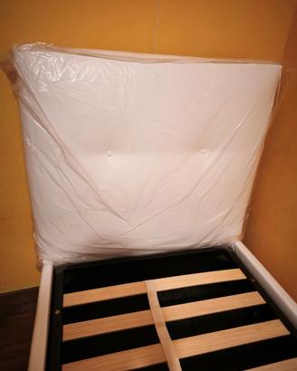 Letto singolo contenitore in ecopelle bianco