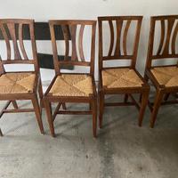 6 Sedie Legno e Rattan