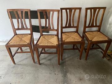 6 Sedie Legno e Rattan