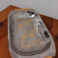 Vassoio in acciao inox decorato 