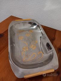 Vassoio in acciao inox decorato 