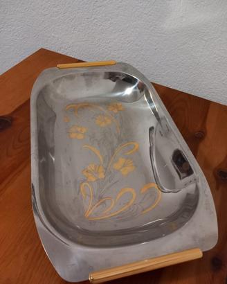 Vassoio in acciao inox decorato 