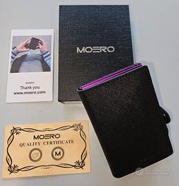 Portafogli Moero Classic saffiano zip nero e viola