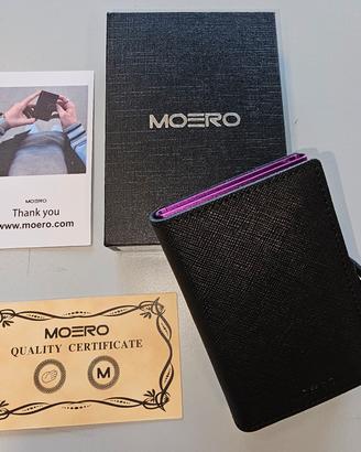 Portafogli Moero Classic saffiano zip nero e viola