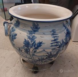 Vaso in Ceramica Deruta, Paesaggio Dipinto a Mano