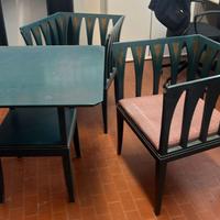 Coppia di sedie blu Eliel Saarinen Model 275 e tav