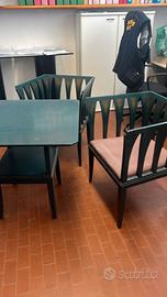 Coppia di sedie blu Eliel Saarinen Model 275 e tav