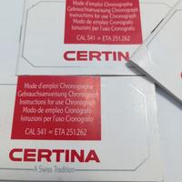 orologio Certina vintage libretto istruzioni crono