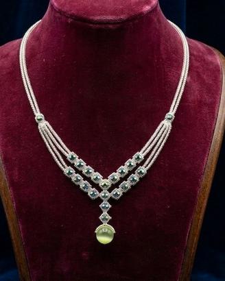 Collana elegante vintage artdecò cristallo pietra