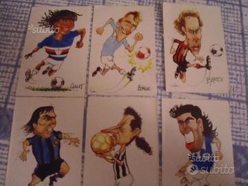 6 figurine caricatura adesive calciatori anni 90