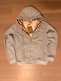 Felpa Burberry Zip Grigio M Nuova