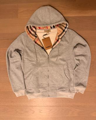 Felpa Burberry Zip Grigio M Nuova