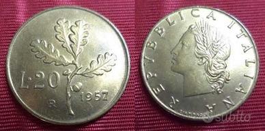 Monete da 20 lire dal 1957 al 1989