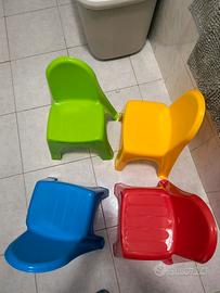 4 sedie in plastica, anche da esterno