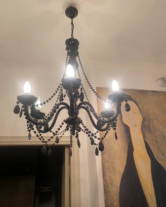 Lampadario cristallo nero