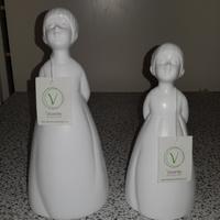Coppia Statuette in Ceramica Nuove con Cartellino
