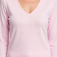 Maglia rosa in viscosa manica  tre quarti scollo v