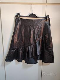 Mini gonna in simil-pelle nera