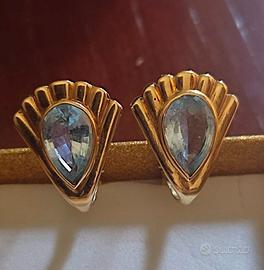 orecchini in oro giallo 18 kt con acquamarina 