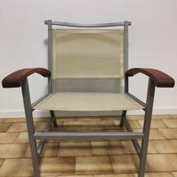 Sedia struttura metallo con braccioli in legno