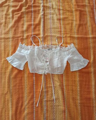 Top corto bianco unica elastica