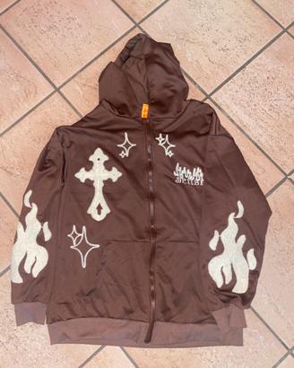 Felpa Con cappuccio Marrone Flame