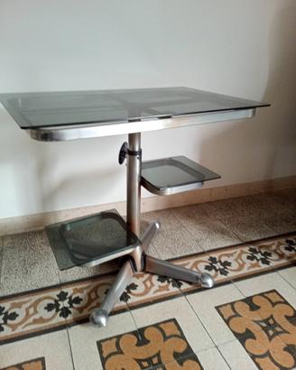 vendotavolino ALZABILE anni 80 accaio e vetro fume