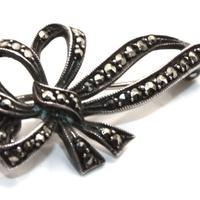 Antica spilla argento marcasite