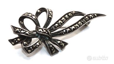 Antica spilla argento marcasite