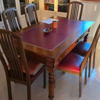 tavolo da riunioni con inserto in pelle