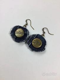 Orecchini pendenti jeans riciclo creativo