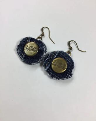 Orecchini pendenti jeans riciclo creativo