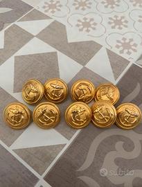 Lotto 9 bottoni vintage dorati - Stile militare