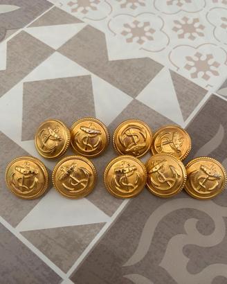Lotto 9 bottoni vintage dorati - Stile militare
