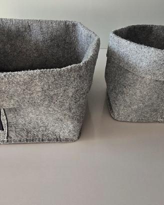 Coppia contenitori IKEA in feltro grigio (DRÖNA + 