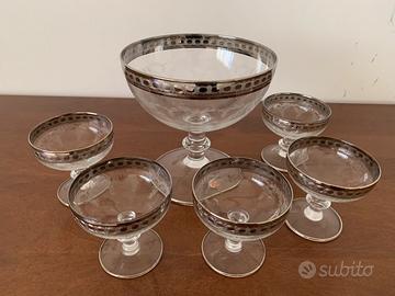 Servizio Dessert Vintage in Vetro e Argento