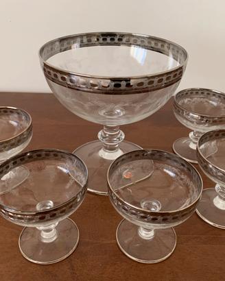 Servizio Dessert Vintage in Vetro e Argento