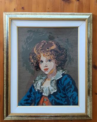 Quadro punto croce  ritratto bambino 